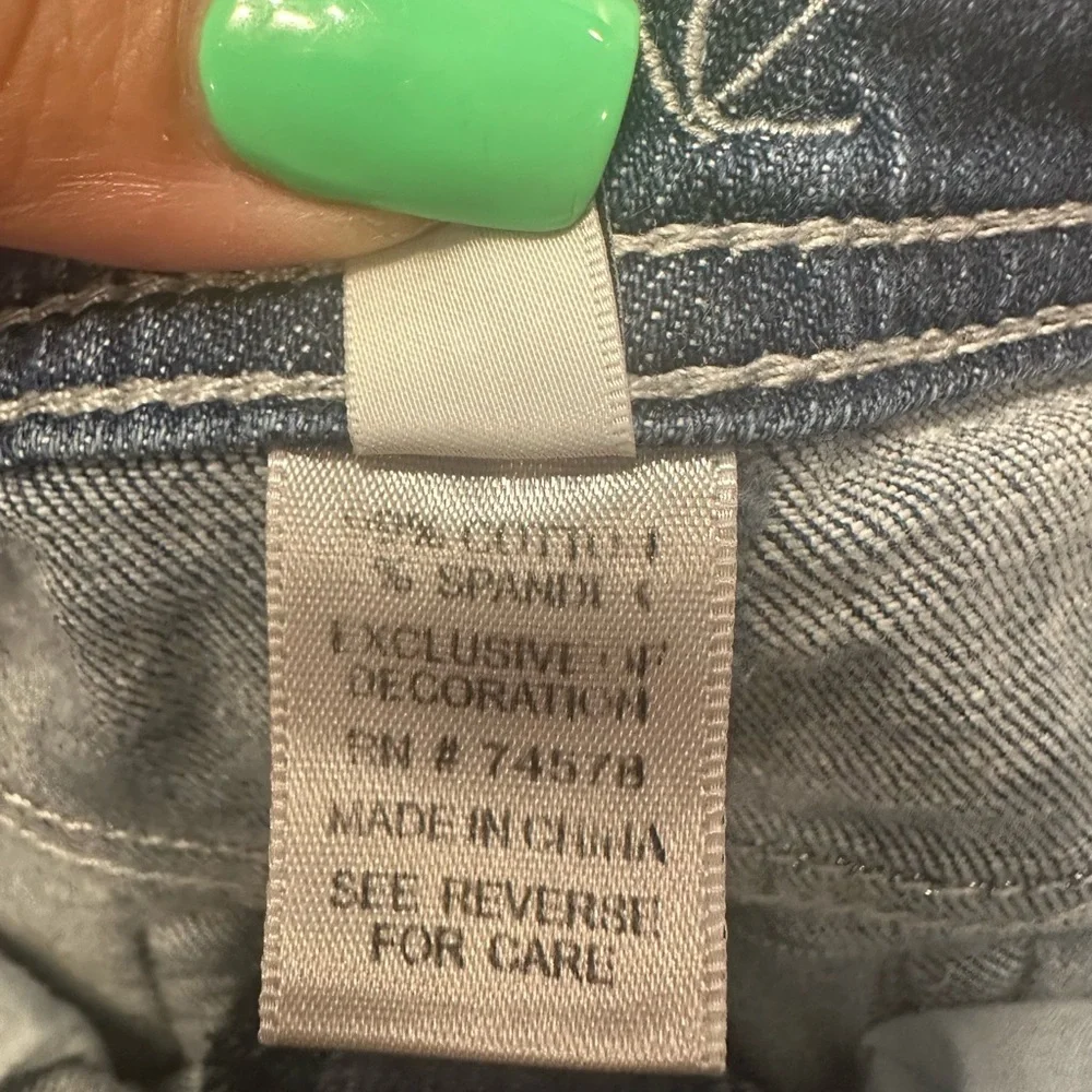 Cache Bootcut Jeans Size 2 Dark Wash Embellished Back Pockets Mid Rise - Picture 6 of 10